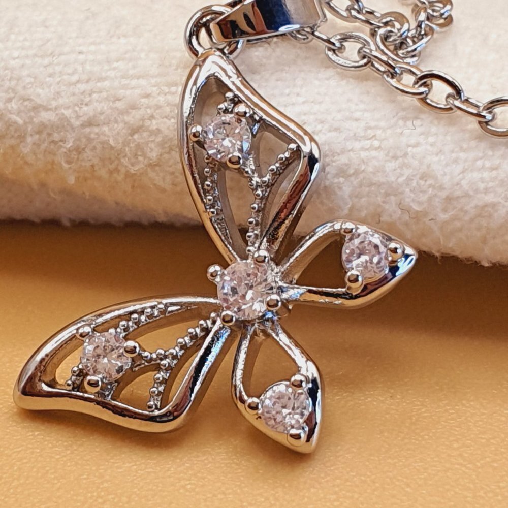 Dainty Butterfly Beautiful 925 Silver Plated Necklace for Women, INDN8640 - Picture 6 of 8